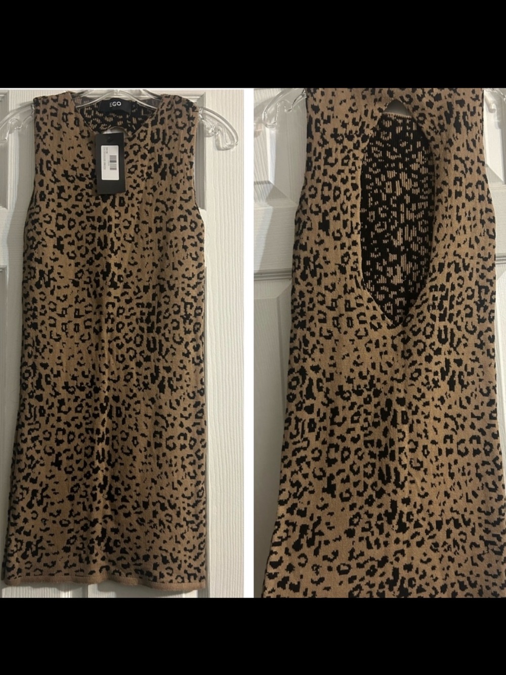 Knit Keyhole Leopard Print Mini Dress